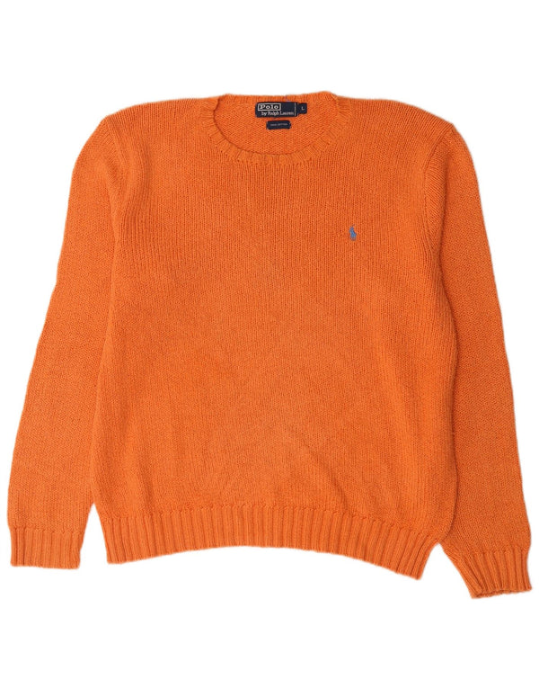 Polo Ralph Lauren Mens Crew Neck Jumper Sweater Large Orange Cotton