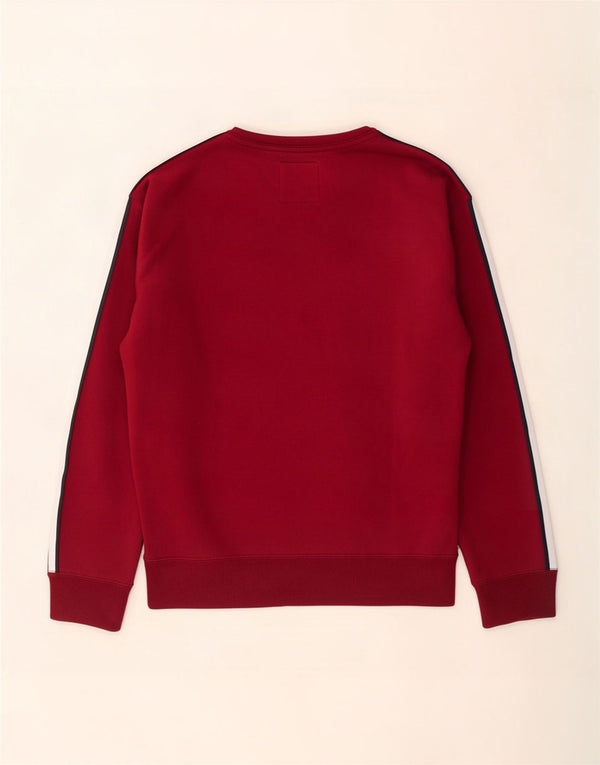 Hollister Mens Sweatshirt Jumper Large Burgundy Colourblock Cotton