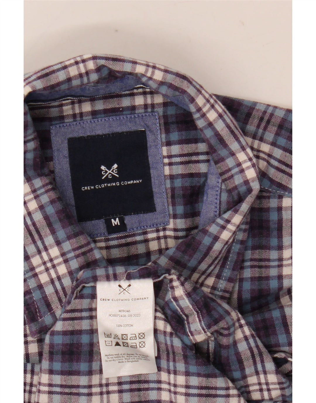Crew Clothing Mens Flannel Shirt Medium Navy Blue Check Cotton