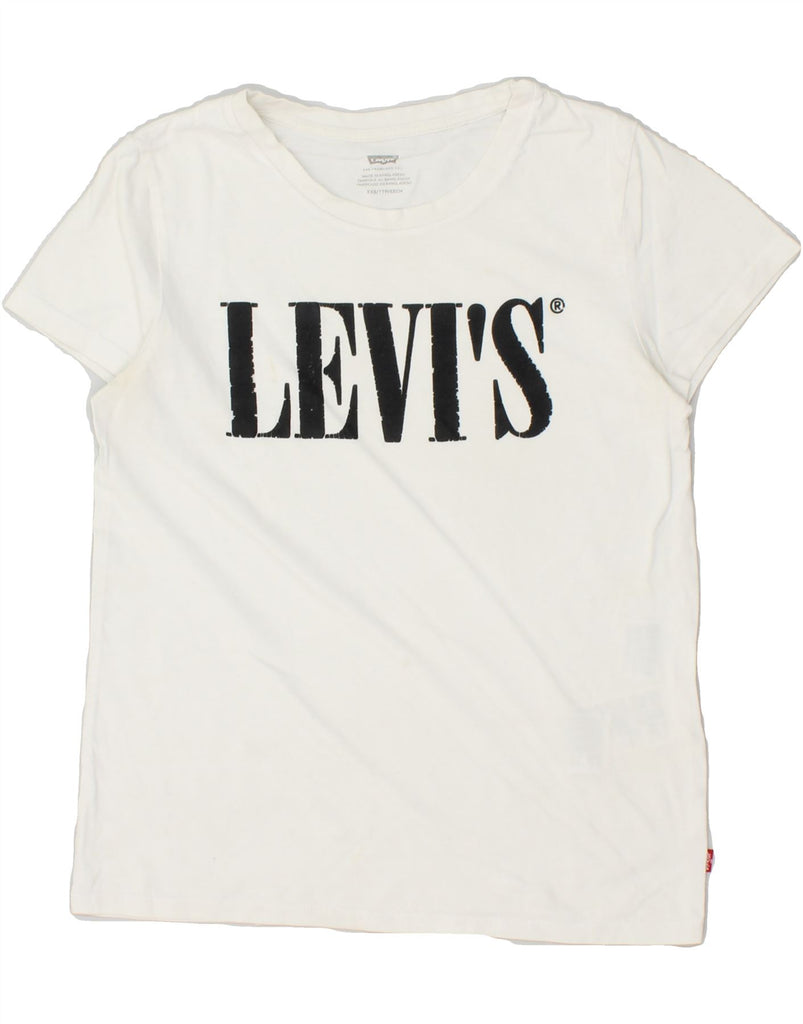 LEVI'S Womens Graphic T-Shirt Top UK 2 2XS White Cotton Vintage Levi's and Second-Hand Levi's from Messina Hembry 