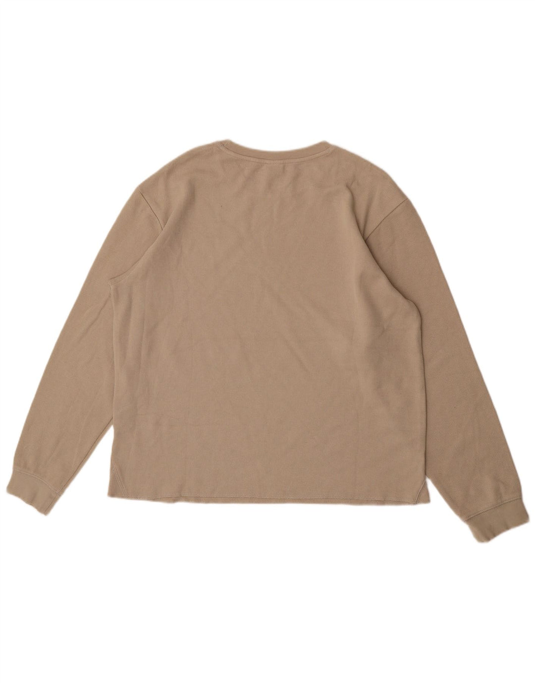 Zara Mens Top Long Sleeve Large Beige Cotton