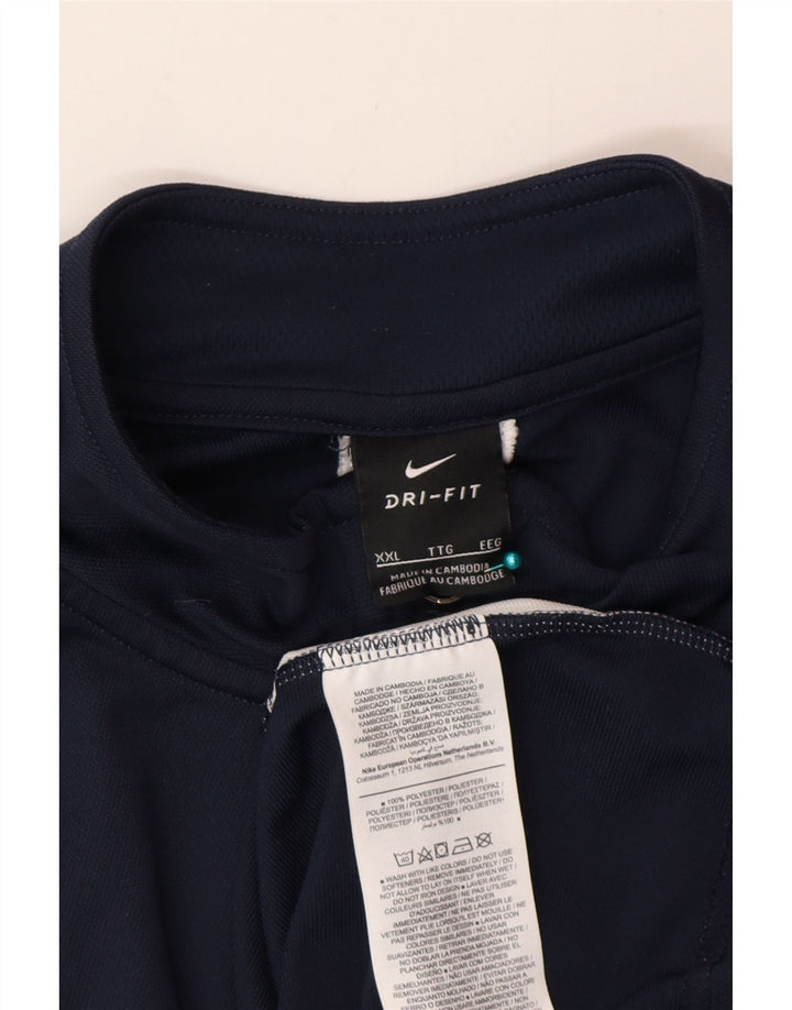 Nike Mens Dri Fit Tracksuit Top Jacket 2XL Navy Blue Colourblock Polyester