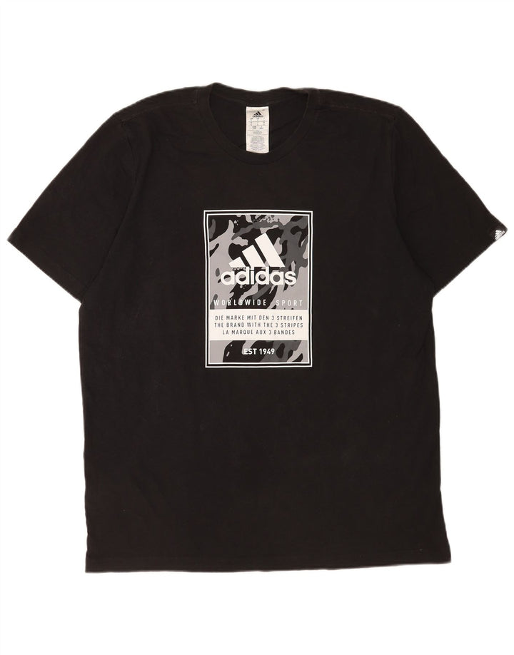 Adidas Mens Graphic T-Shirt Top Large Black Cotton