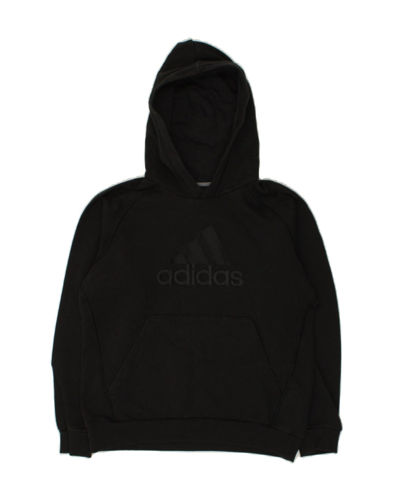 ADIDAS Boys Graphic Hoodie Jumper 11-12 Years Black Cotton | Vintage Adidas | Thrift | Second-Hand Adidas | Used Clothing | Messina Hembry 