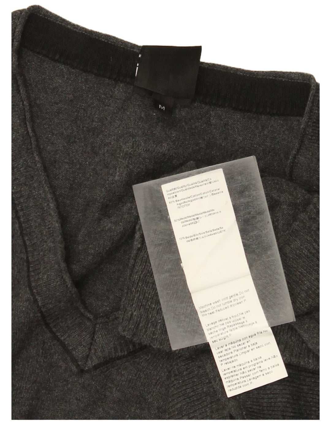 Hugo Boss Mens Slim Fit V-Neck Jumper Sweater Medium Grey Cotton
