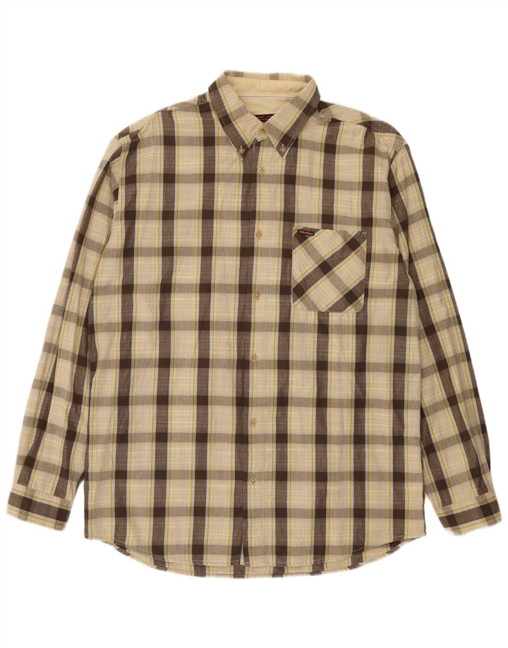 Marlboro Classics Mens Shirt XL Beige Check Cotton