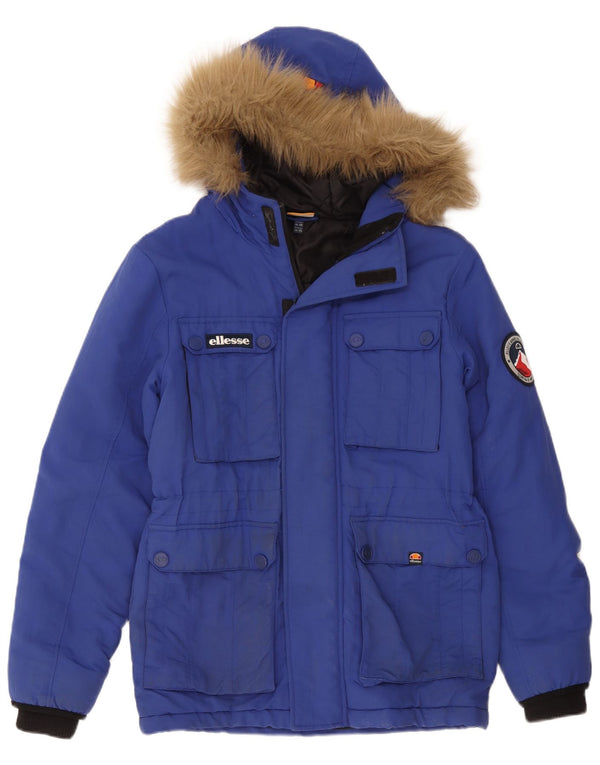Ellesse Mens Hooded Windbreaker Jacket UK 34 XS Blue Nylon