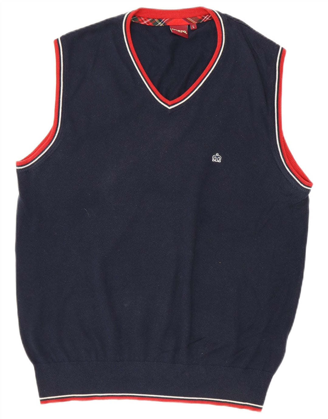 Merc Mens Vest Tank Top Large Navy Blue Striped Cotton