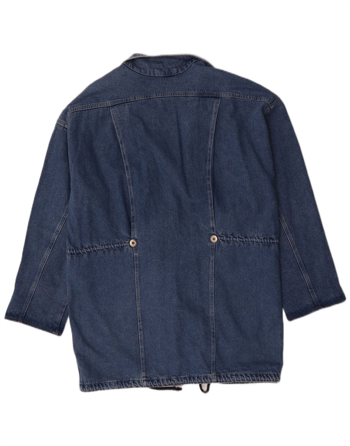 Vintage Womens Longline Double Breasted Blazer Jacket UK 16 Large Blue