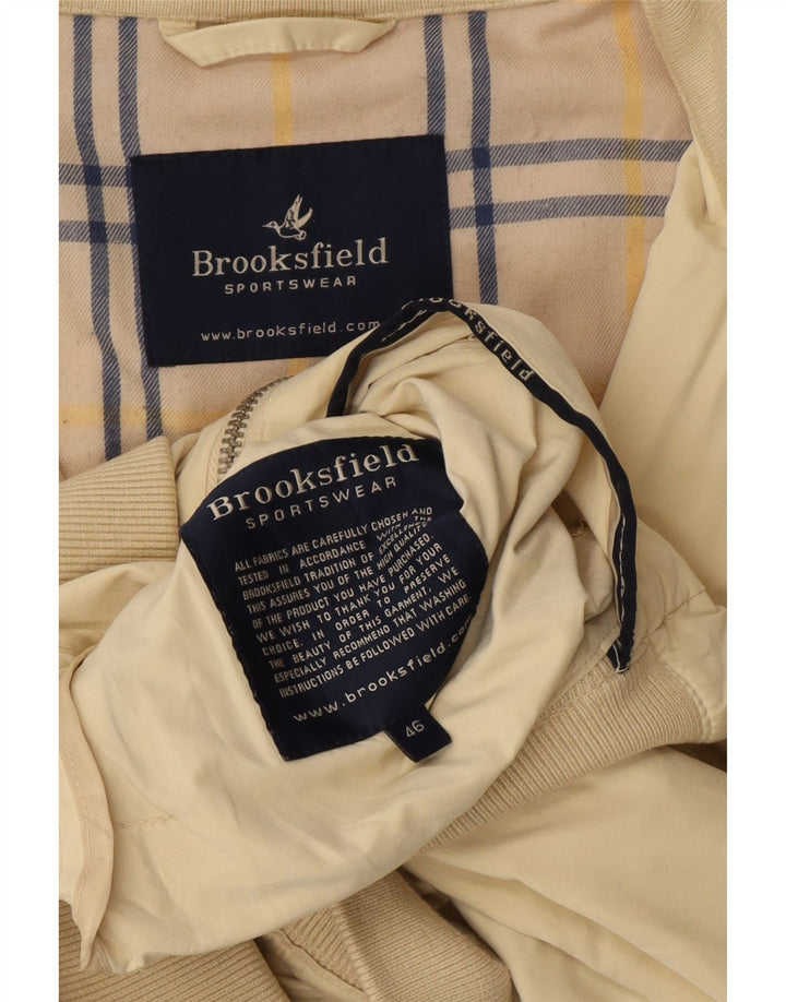 Brooksfield Mens Bomber Jacket IT 46 Small Beige Polyester