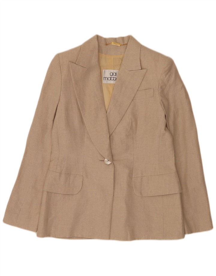 Gai Mattiolo Womens 1 Button Blazer Jacket UK 16 Large Beige Linen