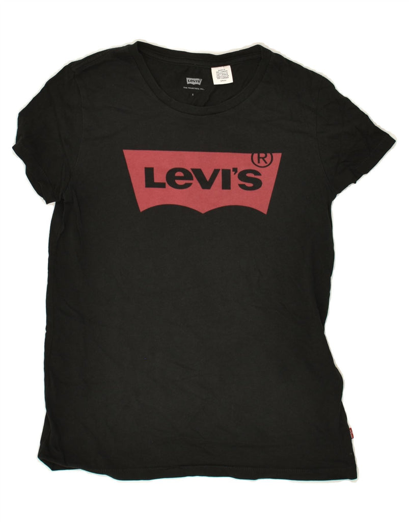 LEVI'S Womens Graphic T-Shirt Top UK 8 Small Black Cotton | Vintage Levi's | Thrift | Second-Hand Levi's | Used Clothing | Messina Hembry 