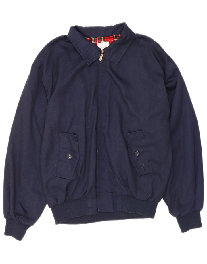 Vintage Mens Bomber Jacket UK 36 Small Navy Blue Polyester