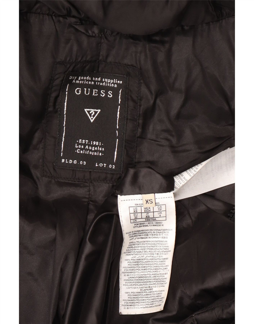 Guess Womens Oversized Padded Coat UK 4 XS Black Polyamide