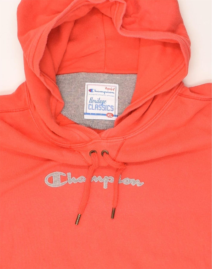 CHAMPION Womens Heritage Classics Graphic Hoodie Jumper UK 18 XL Orange | Vintage Champion | Thrift | Second-Hand Champion | Used Clothing | Messina Hembry 