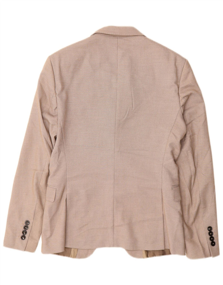 Zara Mens 2 Button Blazer Jacket EU 46 Small Beige Polyester