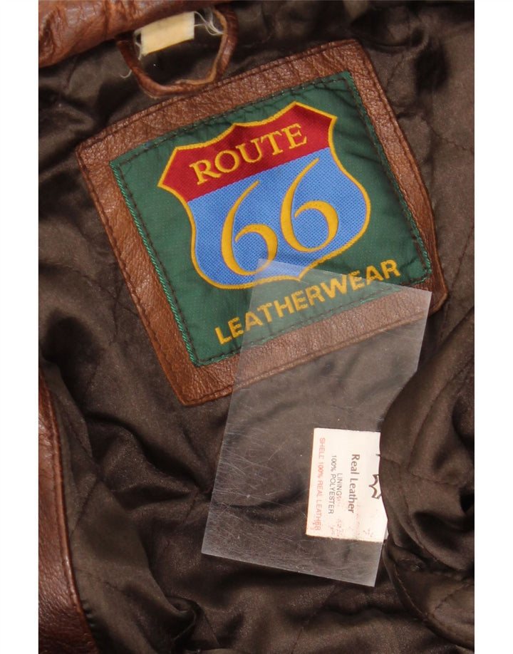 ROUTE 66 Mens Leather Jacket UK 36 Small Brown Leather Vintage Route 66 and Second-Hand Route 66 from Messina Hembry 