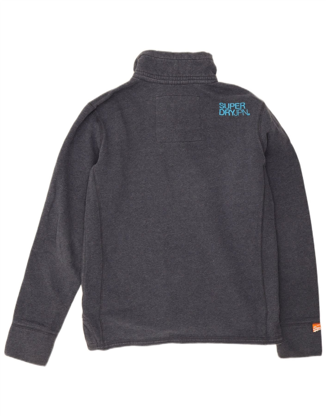 Superdry Mens Button Neck Sweatshirt Jumper Large Navy Blue Cotton