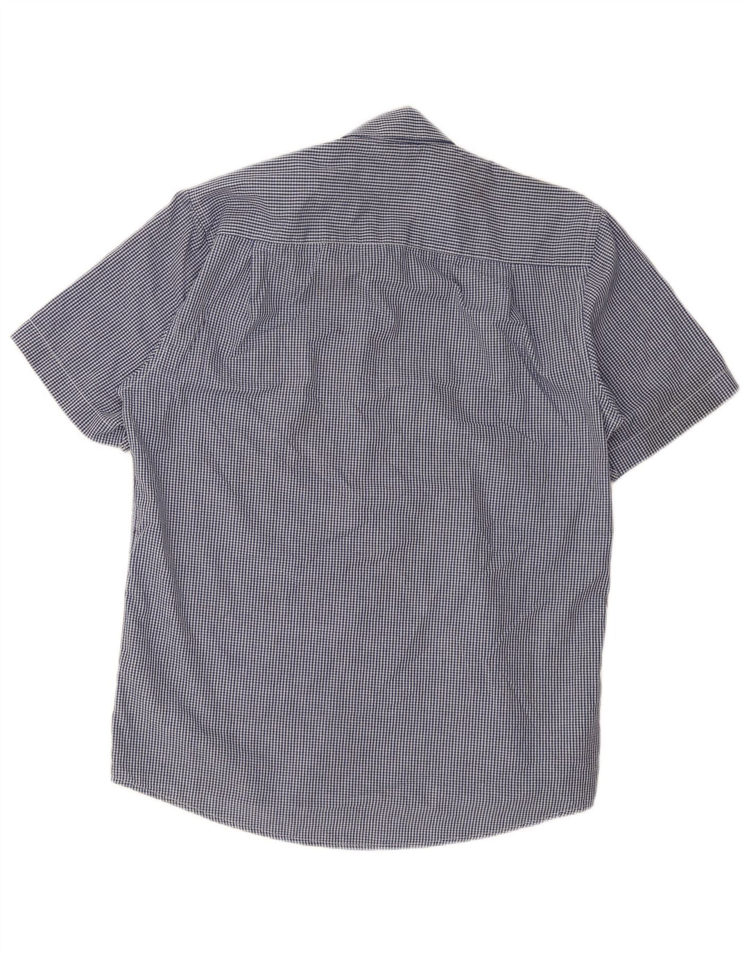Pierre Cardin Mens Short Sleeve Shirt Large Blue Gingham Polyester