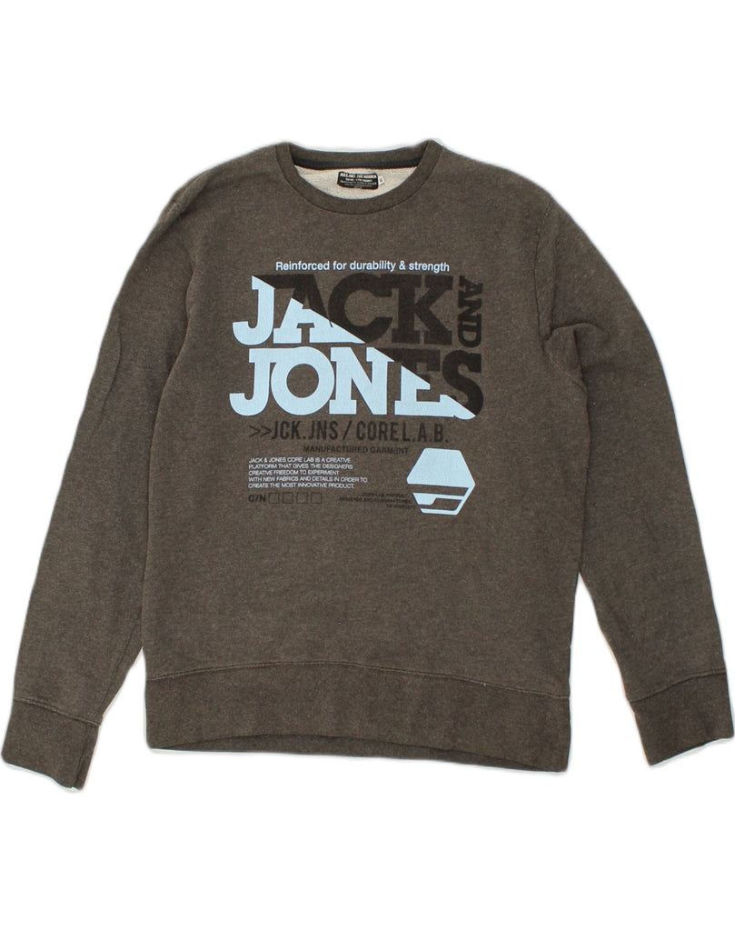 JACK & JONES Mens Graphic Sweatshirt Jumper XL Grey Cotton | Vintage Jack & Jones | Thrift | Second-Hand Jack & Jones | Used Clothing | Messina Hembry 