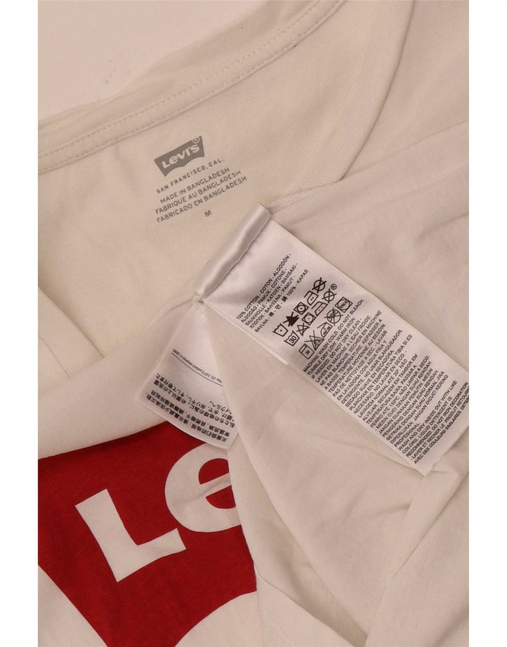 Levi's Womens Graphic T-Shirt Top UK 12 Medium White Cotton