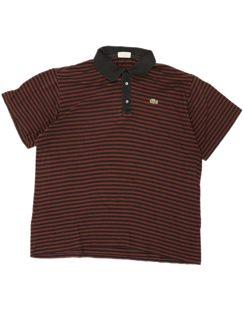 LACOSTE Mens Polo Shirt Size 8 3XL Brown Striped Cotton Vintage Lacoste and Second-Hand Lacoste from Messina Hembry 