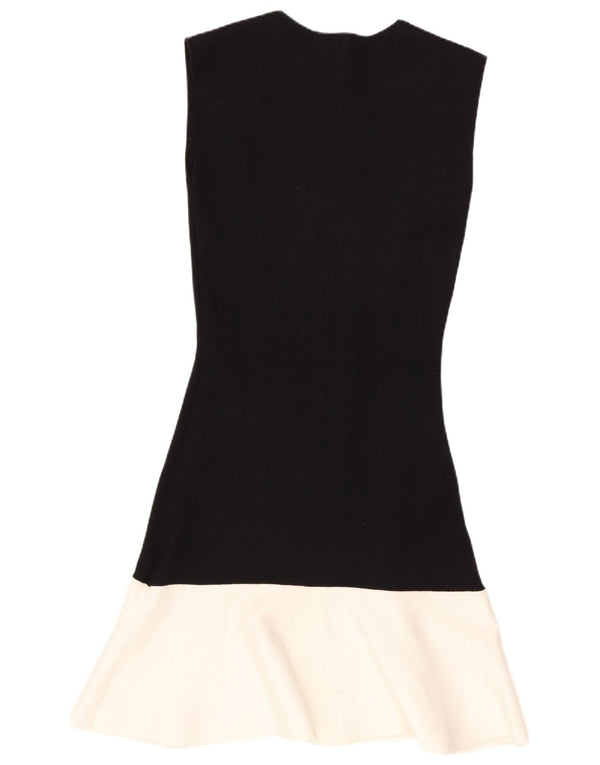 Zara Womens Sleeveless A-Line Dress UK 10 Small Black Colourblock