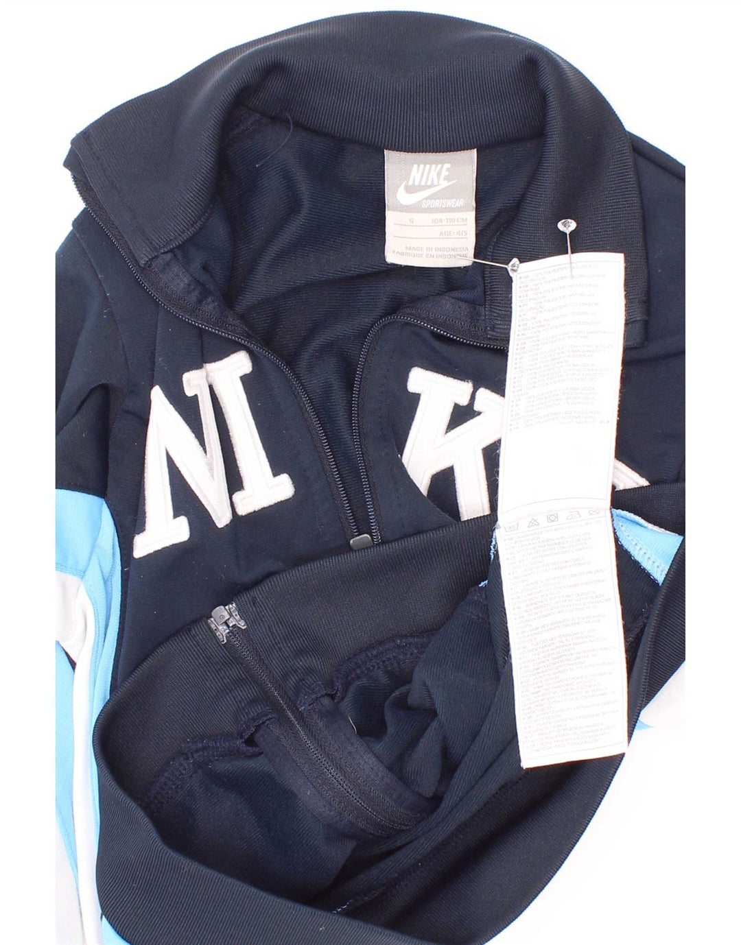 Nike Boys Tracksuit Top Jacket 4-5 Years Small Navy Blue Colourblock