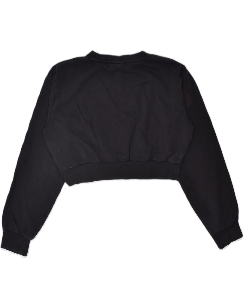 ELLESSE Womens Oversized Crop Sweatshirt Jumper UK 12 Medium Black Cotton | Vintage | Thrift | Second-Hand | Used Clothing | Messina Hembry 