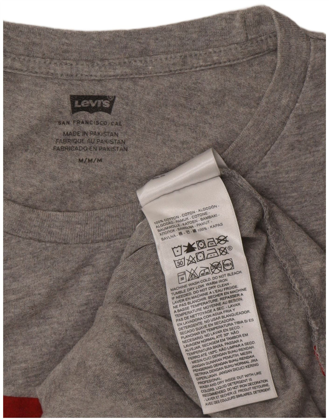 Levi's Mens Graphic T-Shirt Top Medium Grey Flecked Cotton