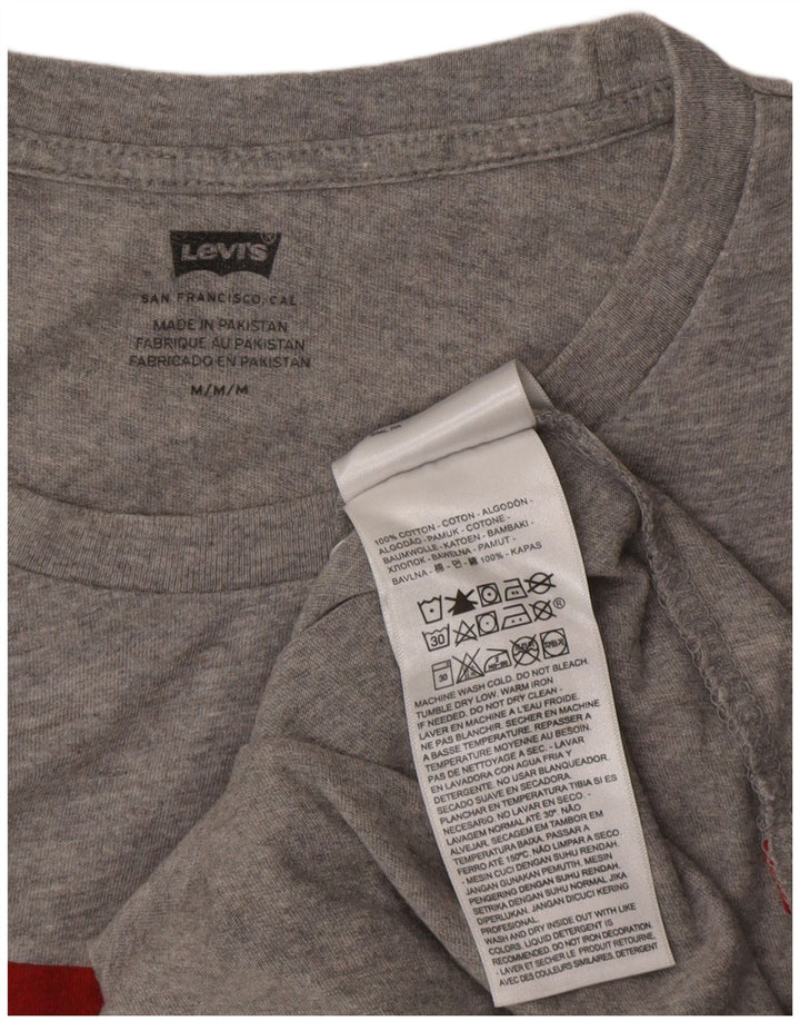 Levi's Mens Graphic T-Shirt Top Medium Grey Flecked Cotton
