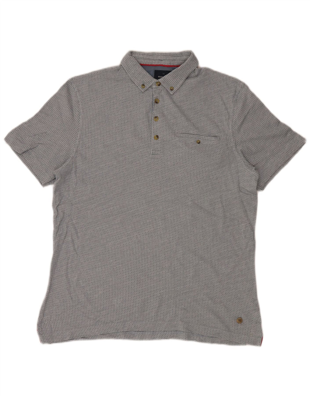 White Stuff Mens Polo Shirt Large Blue Ikat Cotton