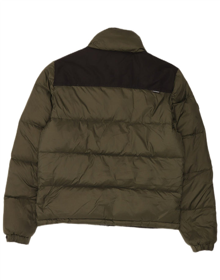 Superdry Mens Padded Jacket UK 38 Medium Khaki Colourblock Nylon