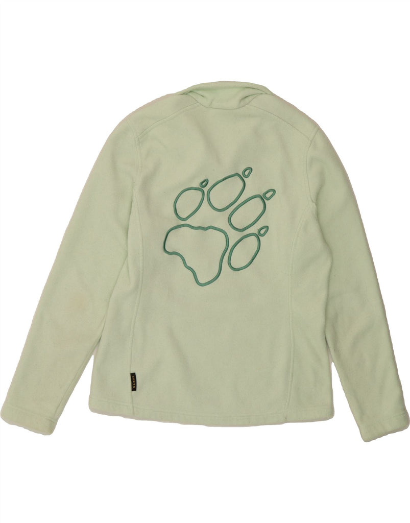 JACK WOLFSKIN Womens Graphic Zip Neck Fleece Jumper UK 12 Medium Green Vintage Jack Wolfskin and Second-Hand Jack Wolfskin from Messina Hembry 
