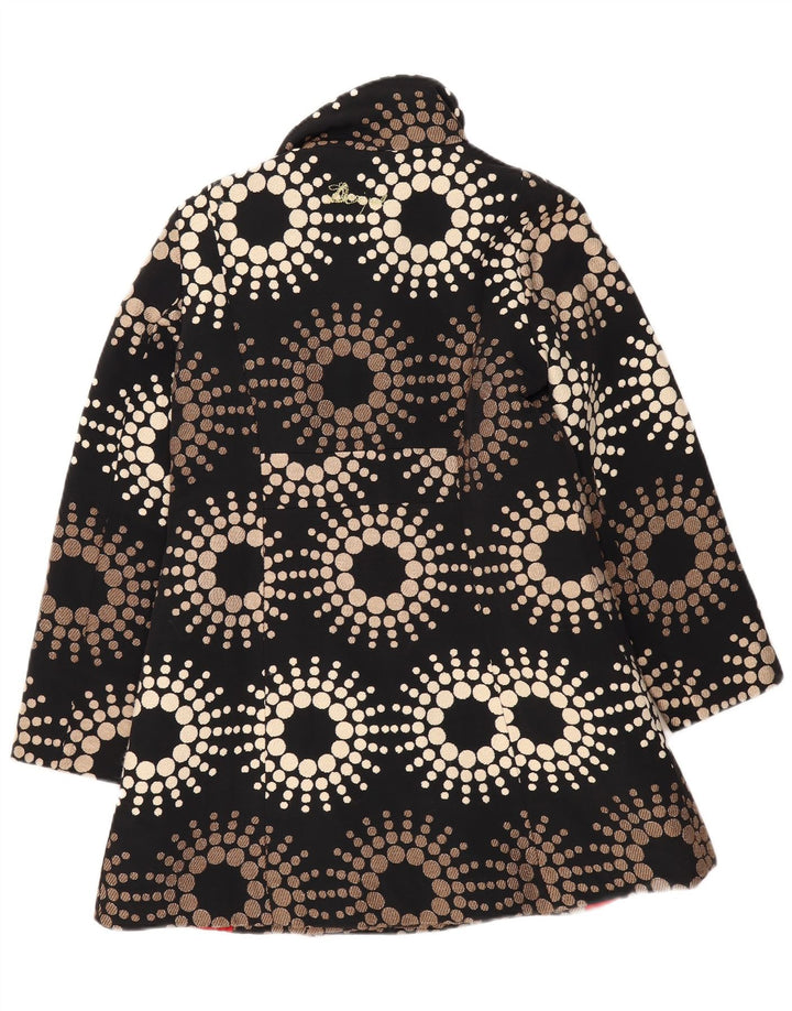 Desigual Womens Overcoat EU 44 XL Black Geometric Polyester