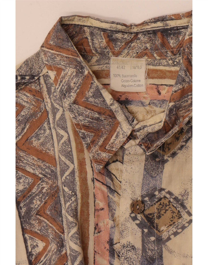 Vintage Mens Shirt Size 41/42 16 1/2 Large Multicoloured Geometric Cotton