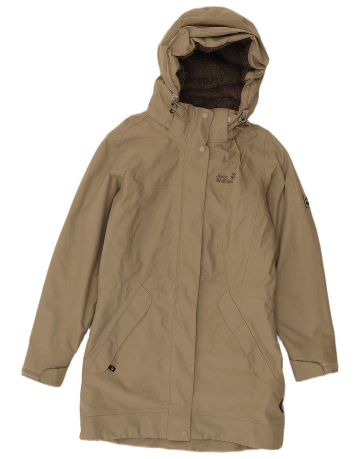 Jack Wolfskin Womens Hooded Parka Jacket UK 8 Small Khaki Polyester