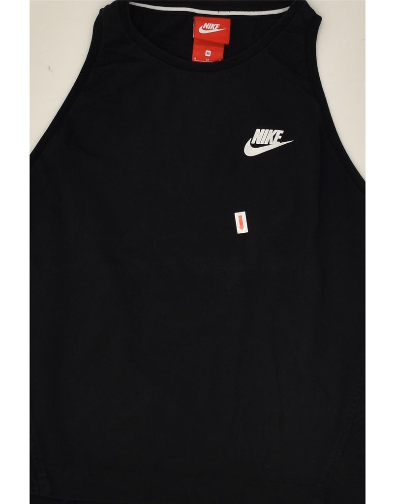 NIKE Womens Graphic Vest Top UK 12 Medium Black Cotton | Vintage Nike | Thrift | Second-Hand Nike | Used Clothing | Messina Hembry 