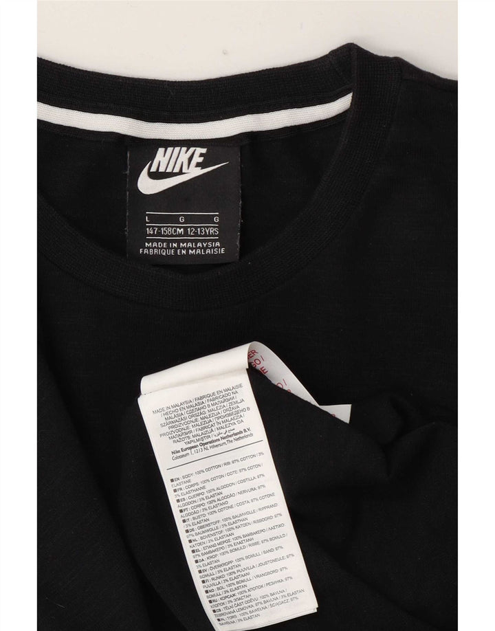 Nike Boys Top Long Sleeve 12-13 Years Large Black Colourblock Cotton