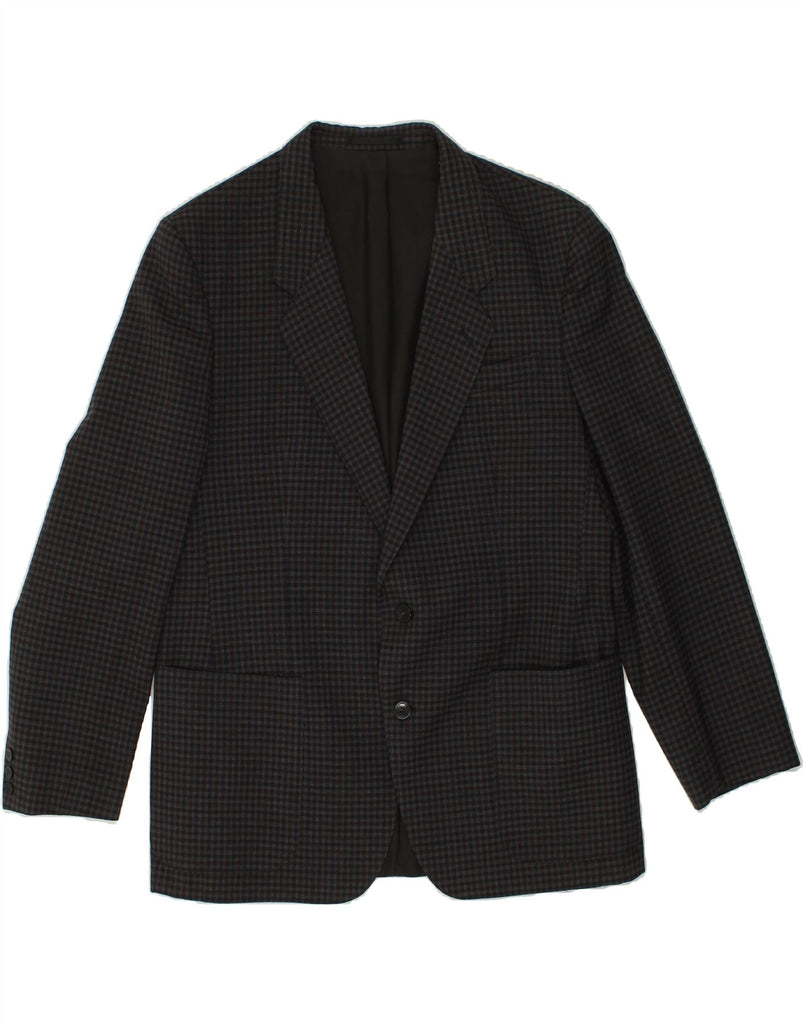 C & A Mens 2 Button Blazer Jacket IT 54 2XL Black Gingham Polyester | Vintage C & A | Thrift | Second-Hand C & A | Used Clothing | Messina Hembry 