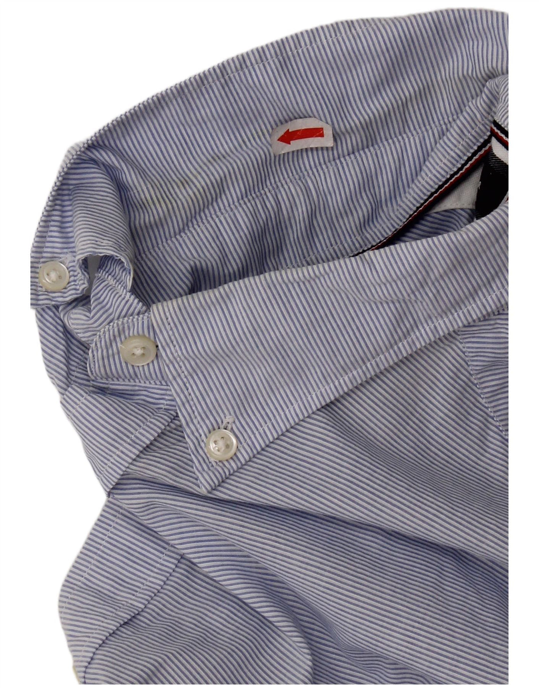 Tommy Hilfiger Mens Slim Fit Shirt Medium Blue Pinstripe Cotton