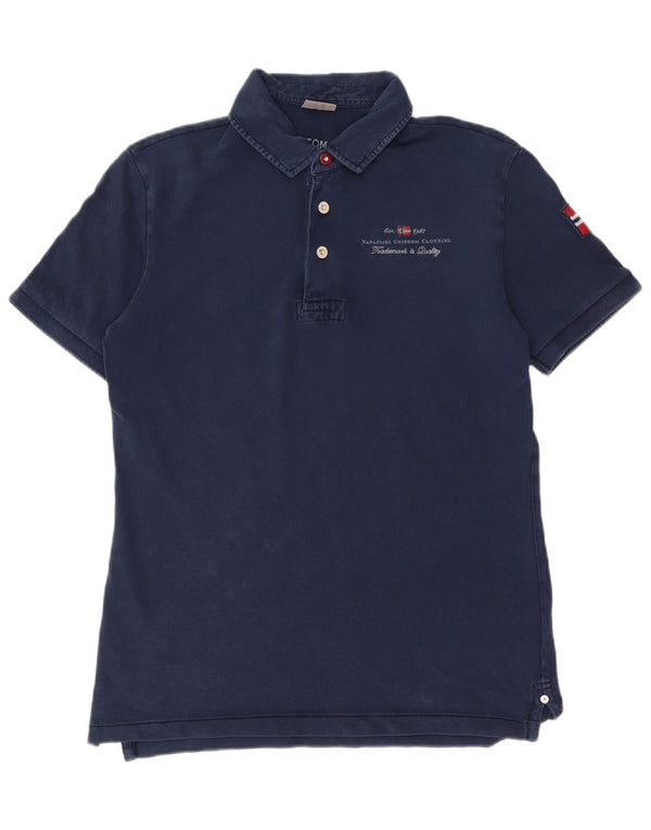 NAPAPIJRI Mens Custom Fit Polo Shirt Small Navy Blue Cotton