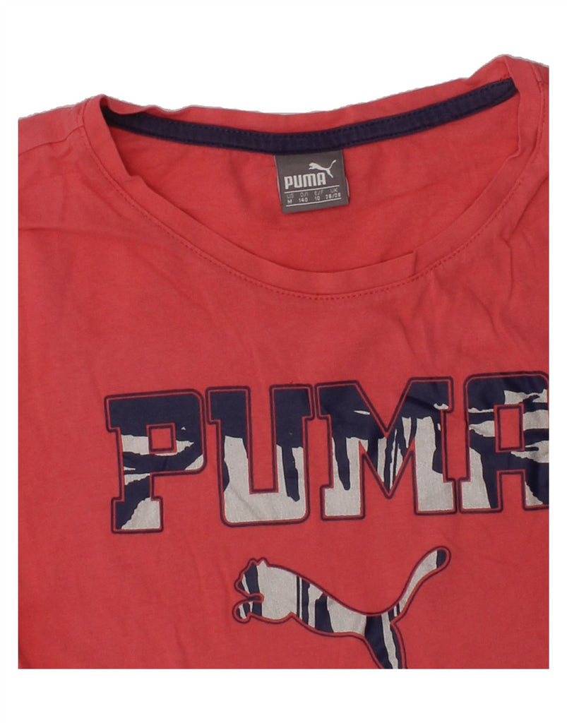 PUMA Girls Graphic T-Shirt Top 9-10 Years Medium Red Cotton | Vintage Puma | Thrift | Second-Hand Puma | Used Clothing | Messina Hembry 