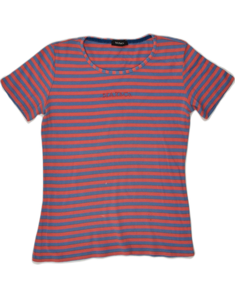 MAX & CO. Womens T-Shirt Top UK 12 Medium Red Striped | Vintage Max & Co. | Thrift | Second-Hand Max & Co. | Used Clothing | Messina Hembry 