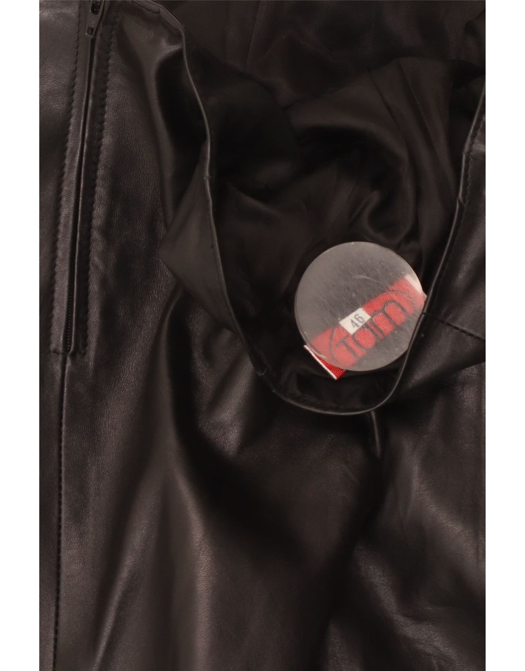 Vintage Womens Leather Skirt IT 46 Large W30 Black Leather