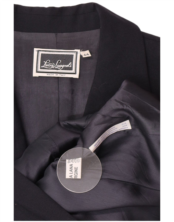 Luisa Spagnoli Womens 3 Button Blazer Jacket IT 44 Medium Navy Blue