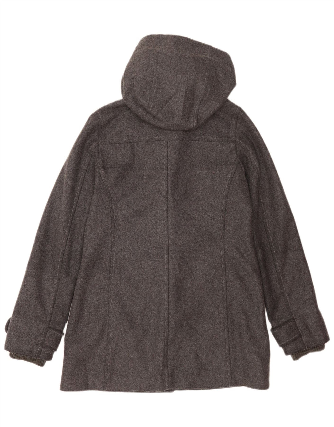 Tommy Hilfiger Womens Hooded Duffle Coat UK 14 Medium Grey Wool