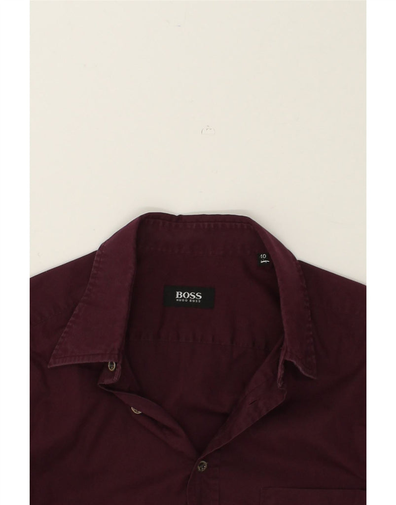HUGO BOSS Mens Shirt Size 40 Medium Burgundy Cotton | Vintage Hugo Boss | Thrift | Second-Hand Hugo Boss | Used Clothing | Messina Hembry 