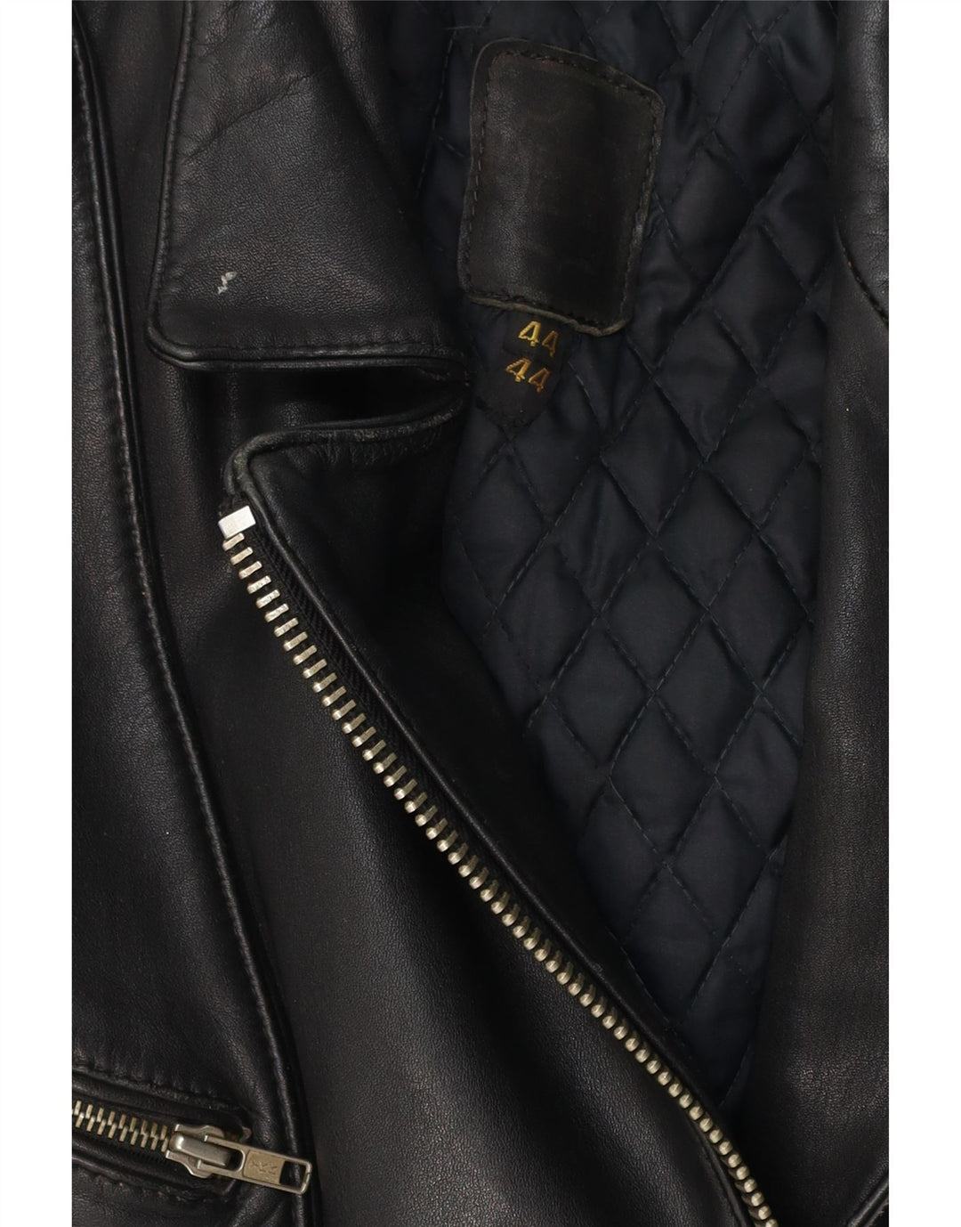 Vintage Womens Leather Biker Jacket IT 44 Medium Black Leather