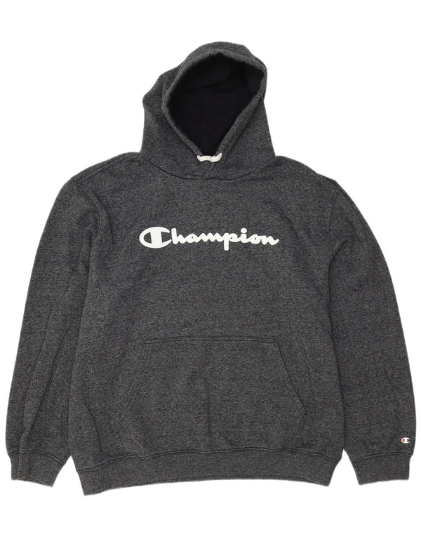 Champion Mens Graphic Hoodie Jumper 3XL Grey Flecked Cotton